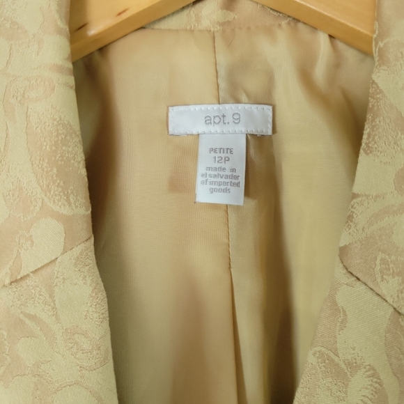 Apt. 9 Gold Floral Print Jacquard Blazer Size 12 - Picture 4 of 5